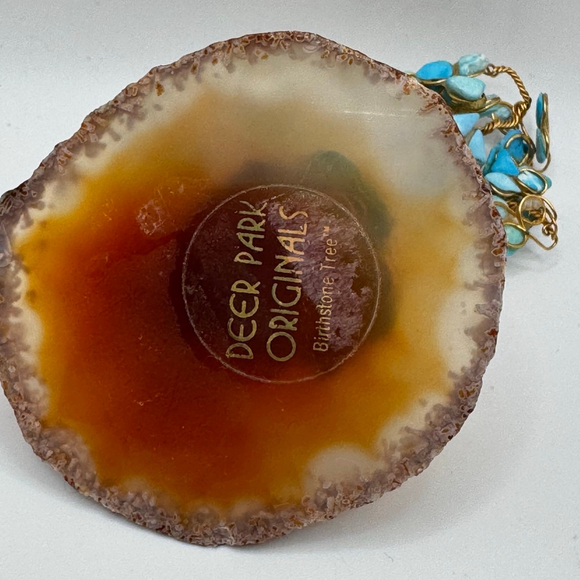 VTG Agate base Deer Park Originals Turquoise Gemstone Bonsai Tree Sculpture - Picture 5 of 5